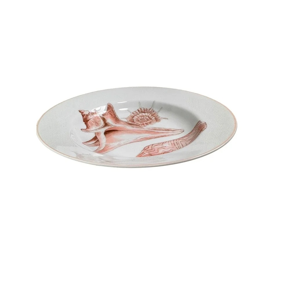 Fitz and Floyd Coquille 9in Rimmed Soup Bowl Conch Shell Vintage 1976 White Cora